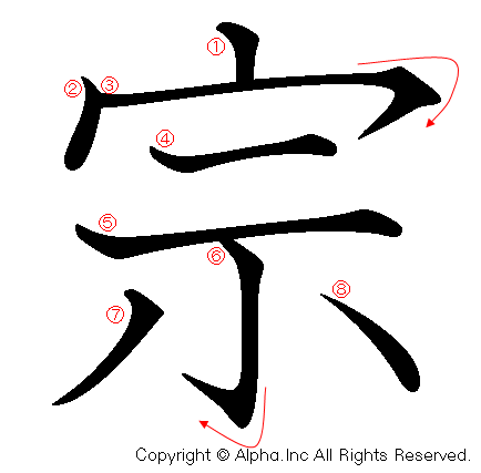 宗の書き順画像低解像度版