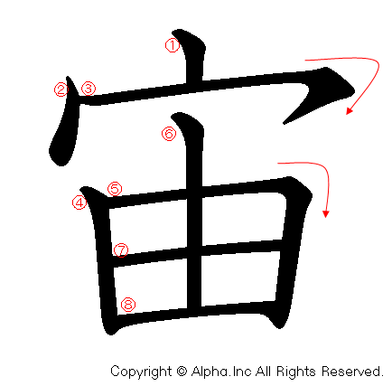 宙の書き順画像低解像度版