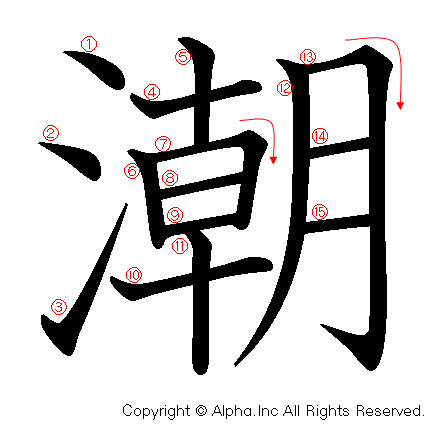 潮の書き順画像低解像度版