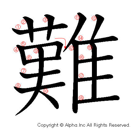 難の書き順画像低解像度版