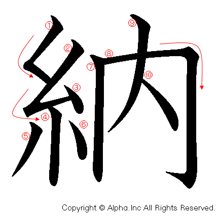 納の書き順画像低解像度版