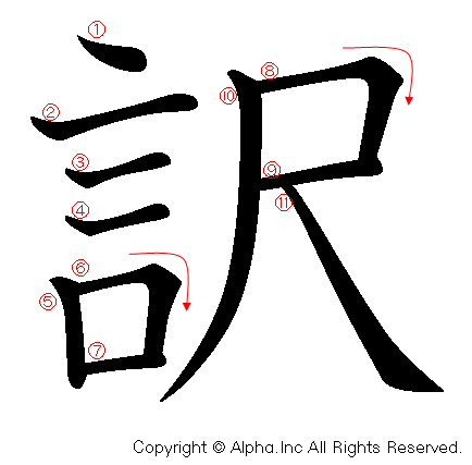 訳の書き順画像低解像度版