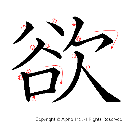 欲の書き順画像低解像度版