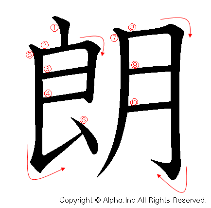 朗の書き順画像低解像度版