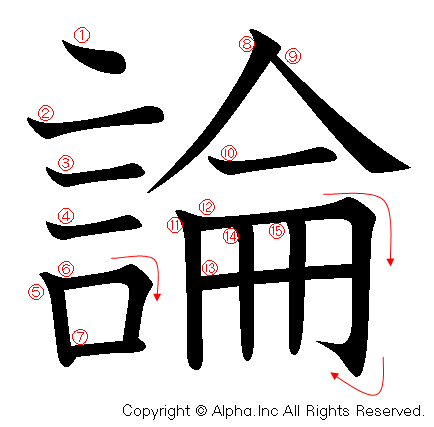 論の書き順画像低解像度版