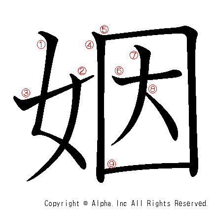 姻の書き順画像低解像度版