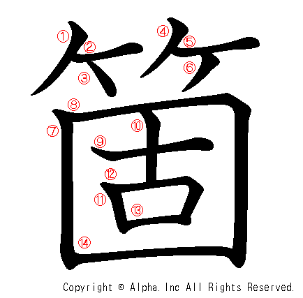 箇の書き順画像低解像度版