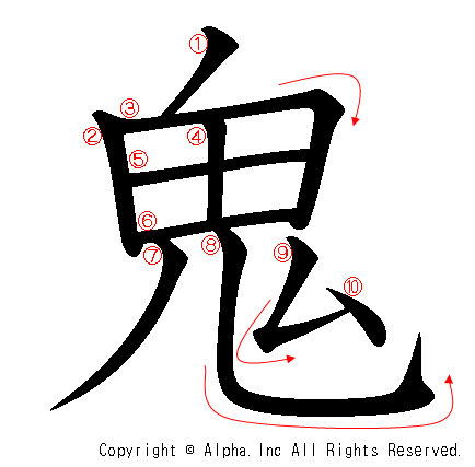 鬼の書き順画像低解像度版