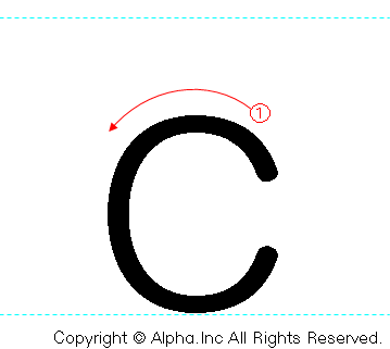 「c」の書き順書き方