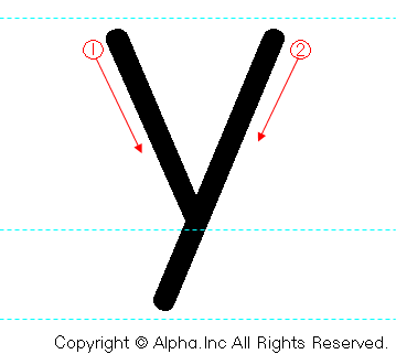 「y」の書き順書き方